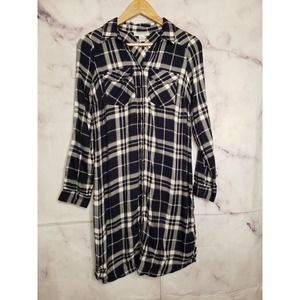 ❤️MOTHERHOOD Maternity Plaid Gingham Button Down Long Sleeves Mini Dress S